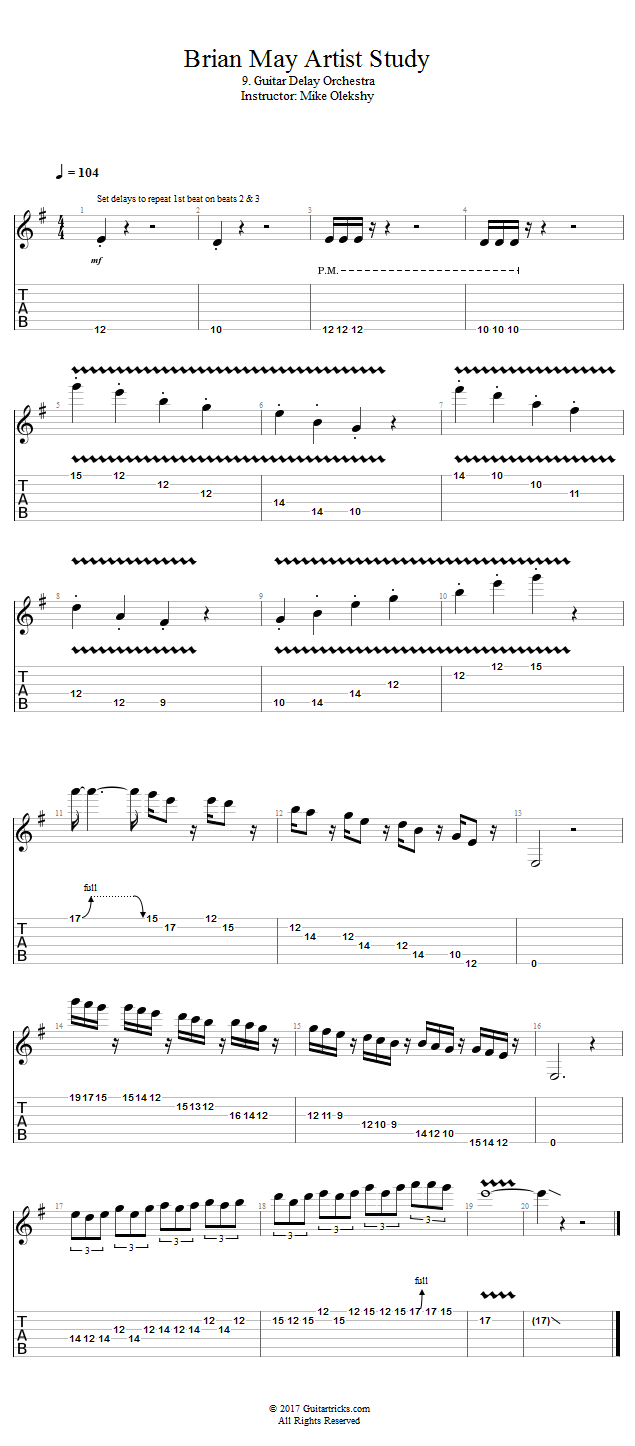 Guitar Delay Orchestra song notation