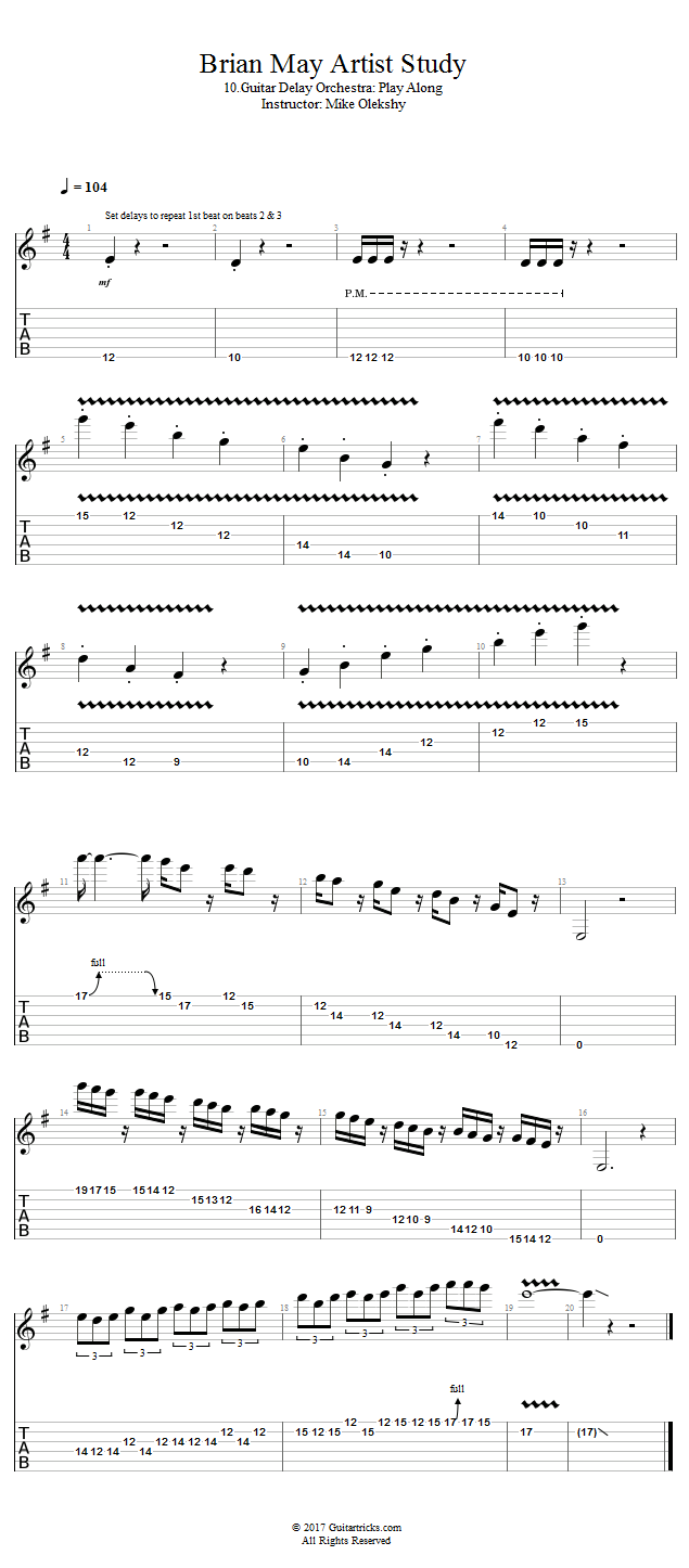 Guitar Delay Orchestra: Play Along song notation