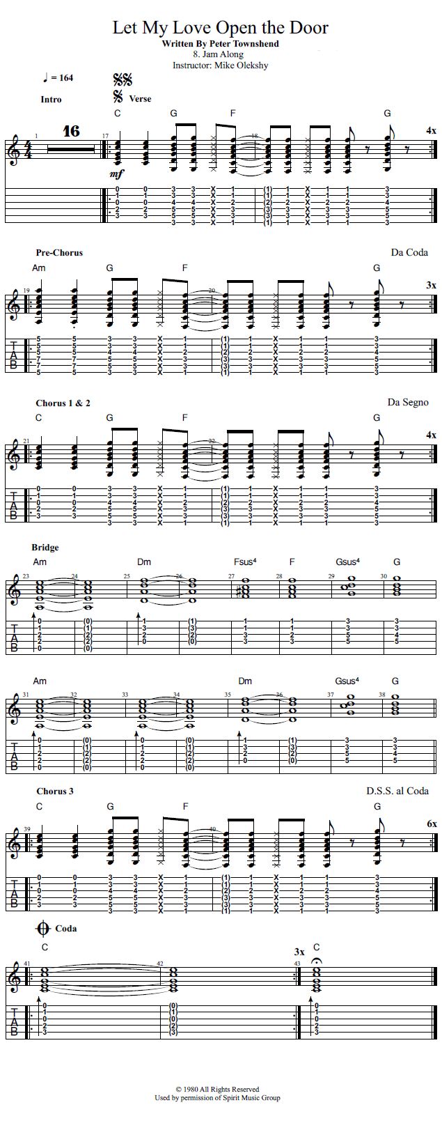 Guitar Lessons: Let My Love Open The Door: Jam Along