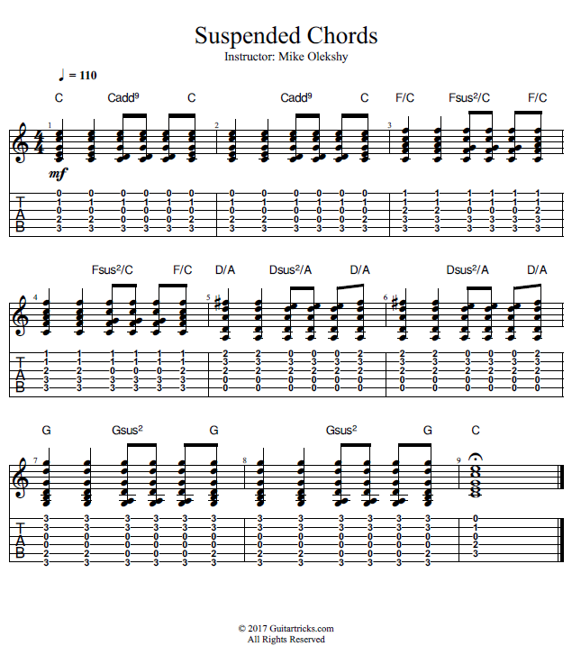 Suspended Chords song notation