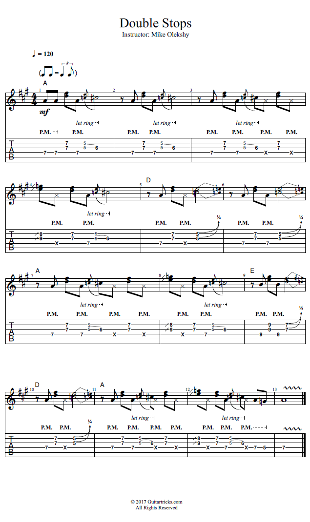 Double Stops song notation