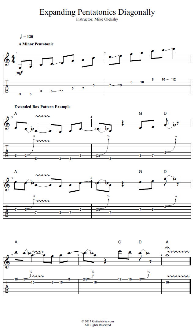 Expanding Pentatonics Diagonally song notation