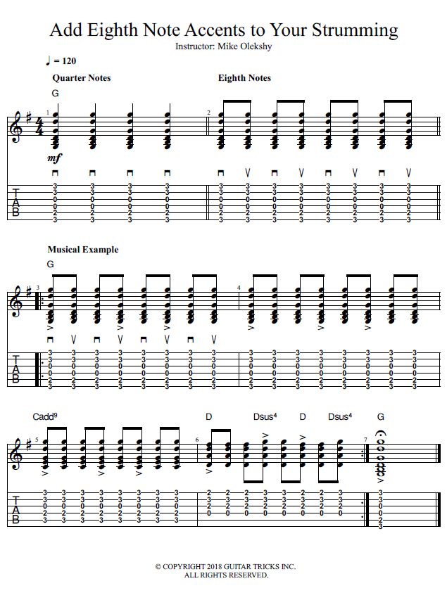 Add Eighth Note Accents to Your Strumming song notation