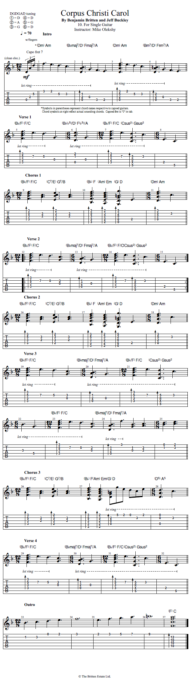 Guitar Lessons Corpus Christi Carol For Single Guitar