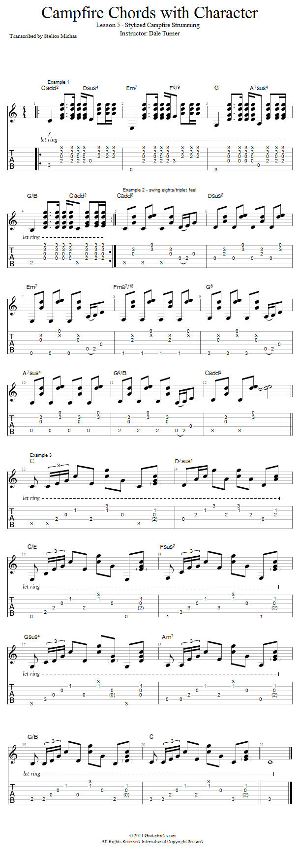 Stylized Campfire Strumming song notation