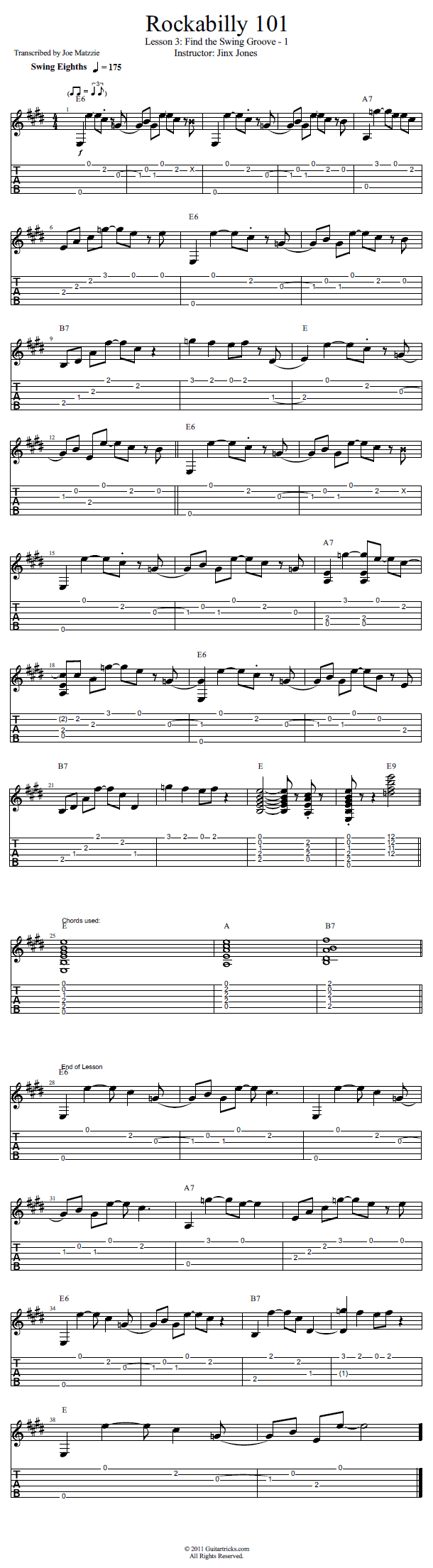 Find the Swing Groove! Part 1 song notation