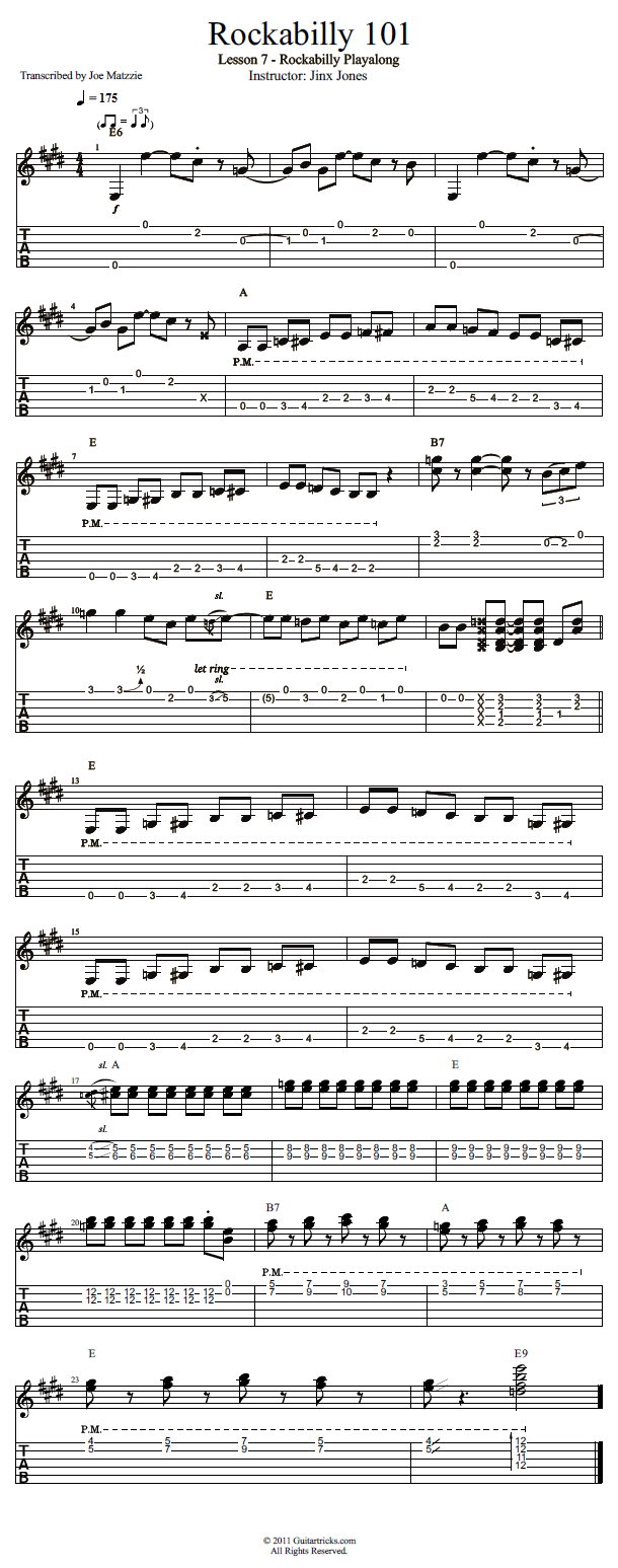 Rockabilly 101: Playalong song notation