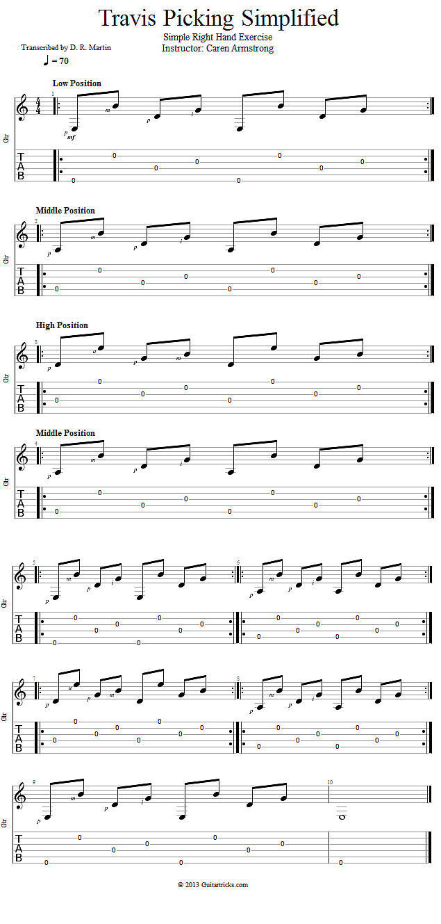 Simple Right Hand Exercise song notation