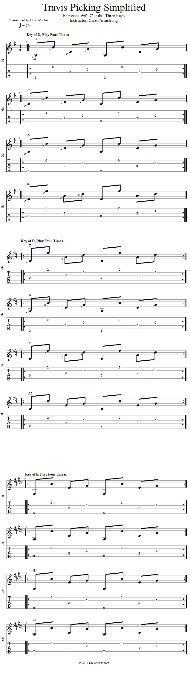 Exercises With Chords: Three Keys song notation