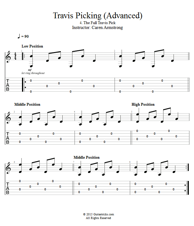 The Full Travis Pick song notation