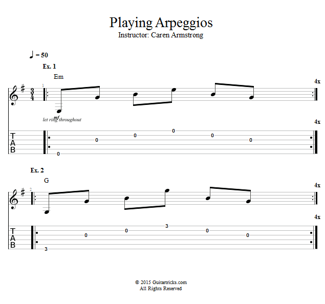 Playing Arpeggios song notation