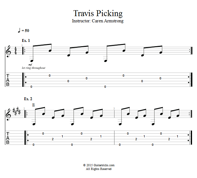 Travis Picking song notation