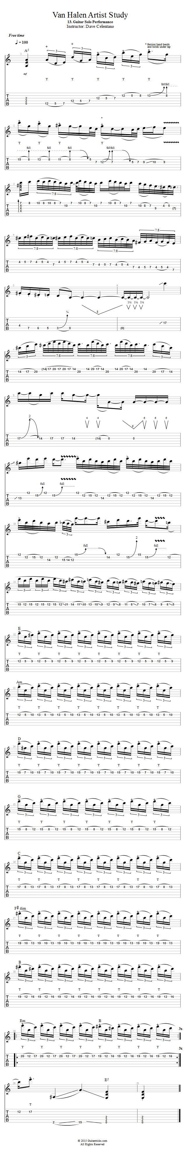 Guitar Solo Performance song notation