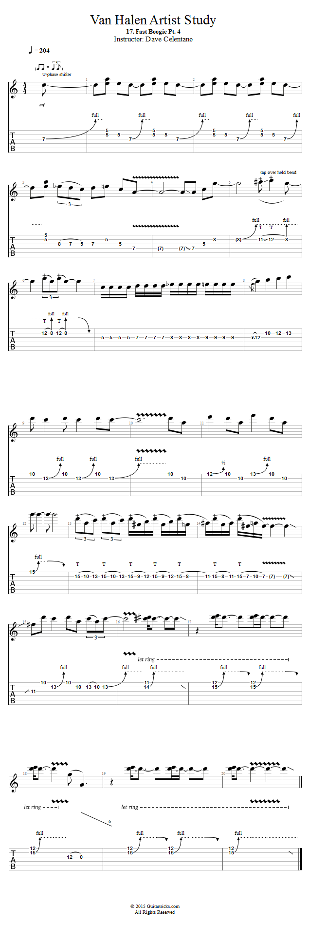 Fast Boogie Pt. 4 song notation
