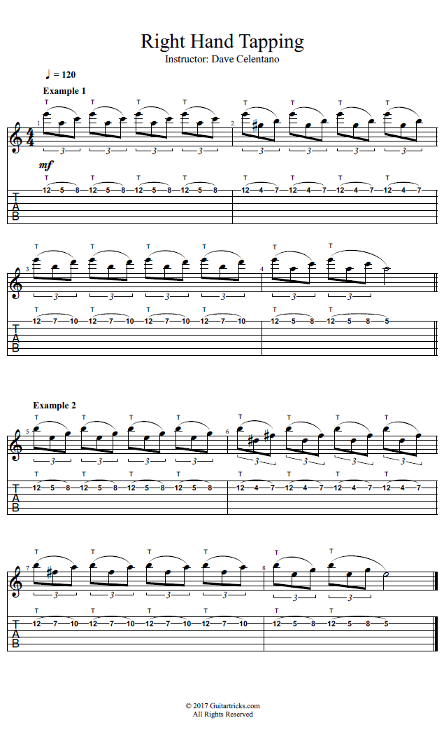 Right Hand Tapping song notation