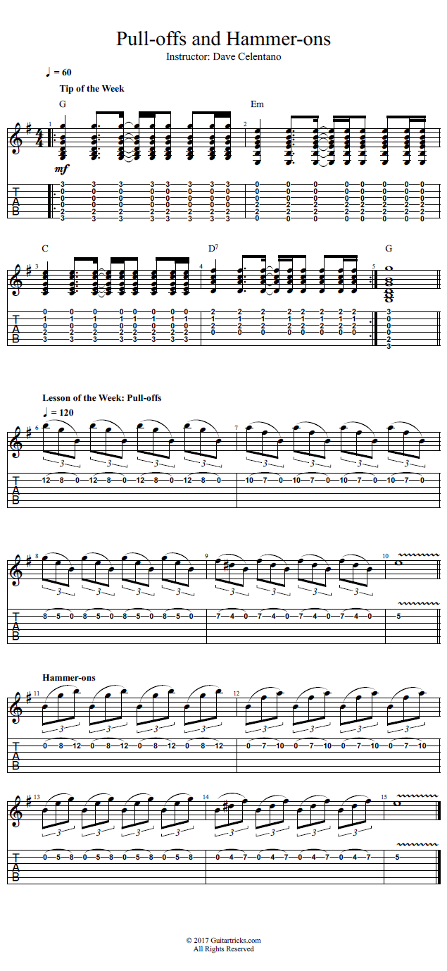 Pulloffs and Hammerons song notation
