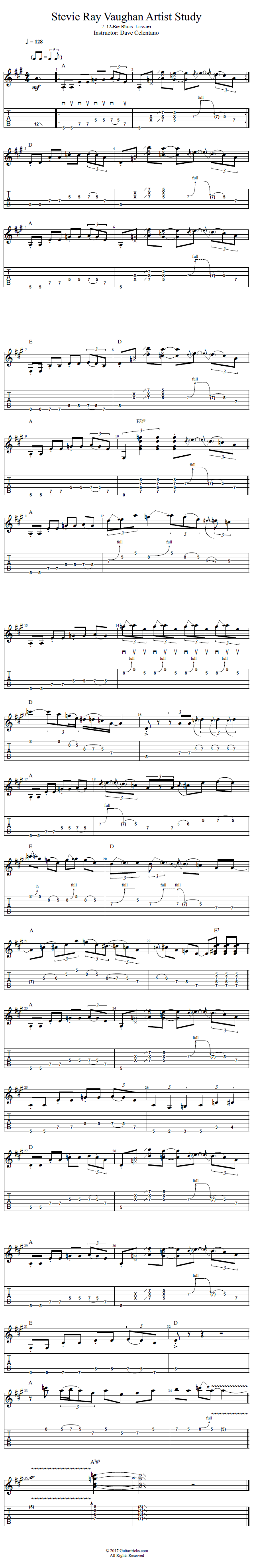 12-Bar Blues: Lesson song notation