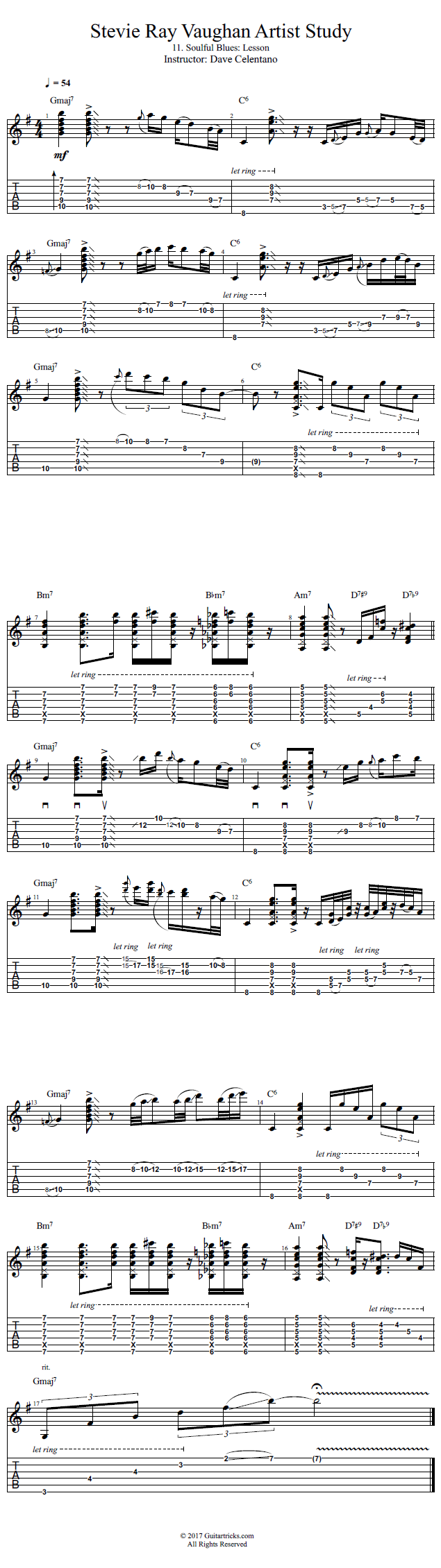 Soulful Blues: Lesson song notation