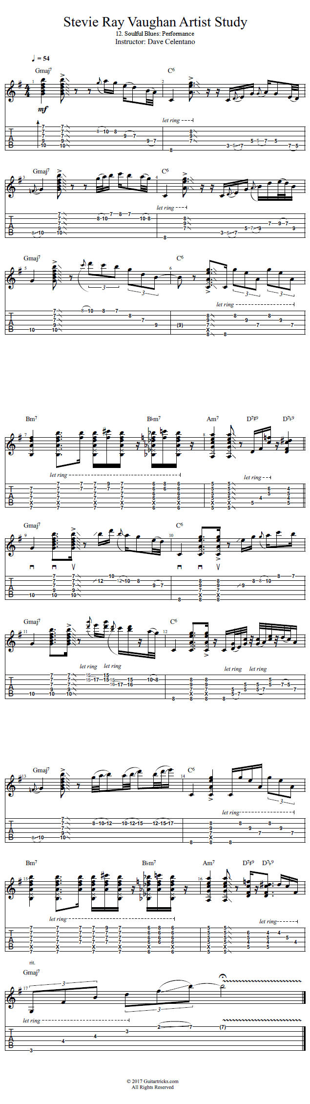 Soulful Blues: Performance song notation