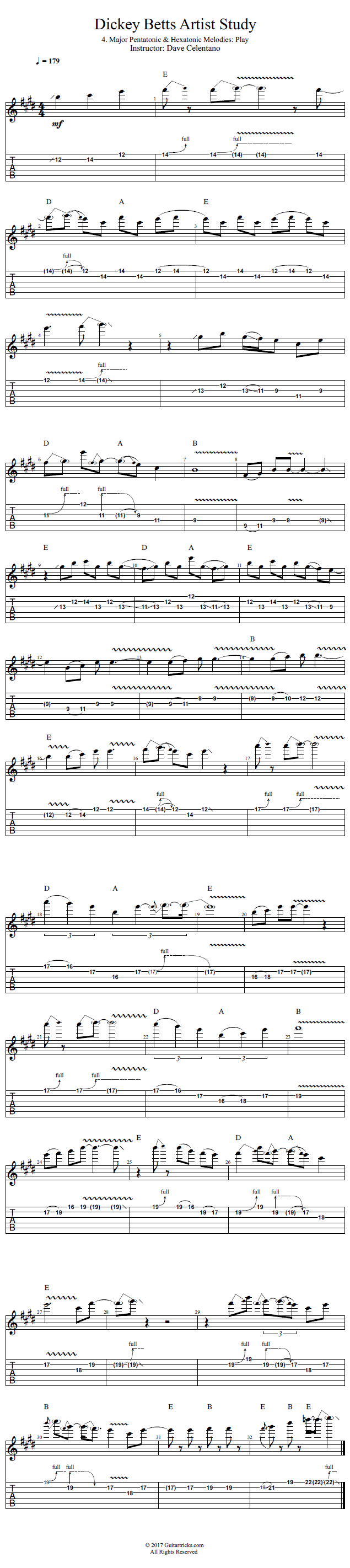 Major Pentatonic & Hexatonic Melodies: Play song notation