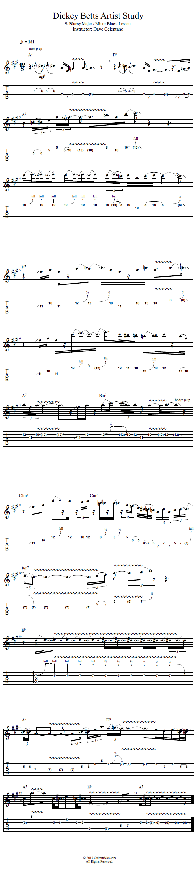 Bluesy Major / Minor Blues: Lesson song notation