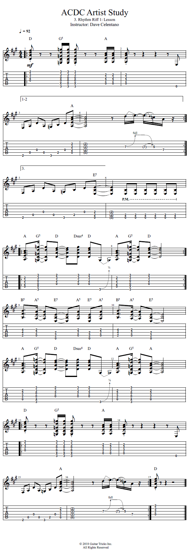 Rhythm Riff 1: Lesson song notation