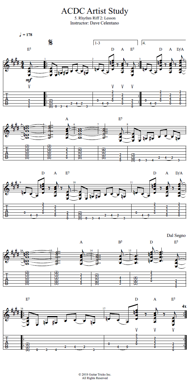 Rhythm Riff 2: Lesson song notation