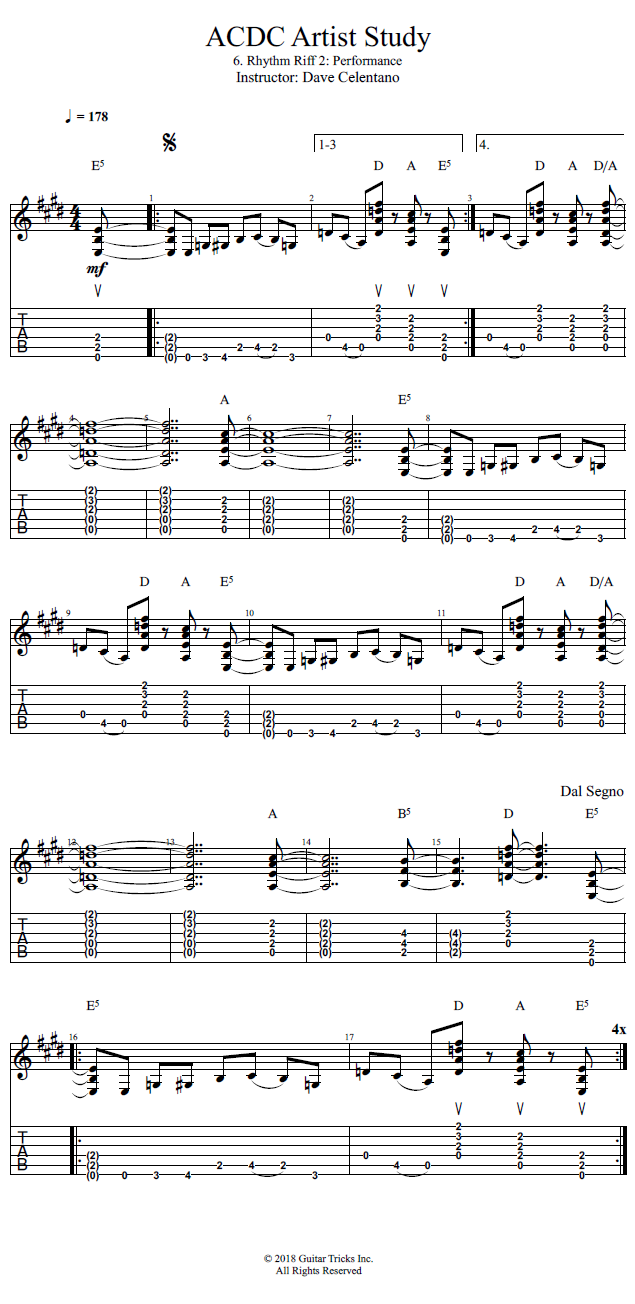 Rhythm Riff 2: Performance song notation