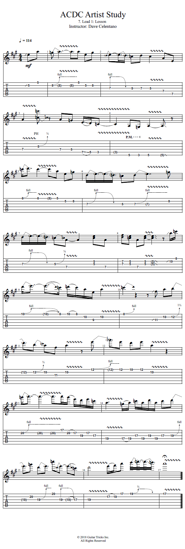 Lead 1: Lesson song notation