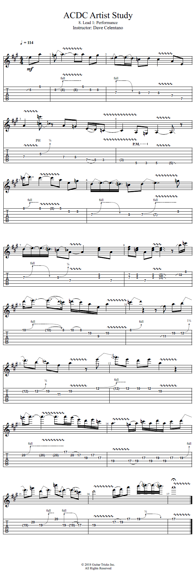 Lead 1: Performance song notation