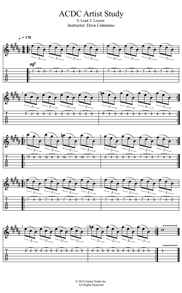Lead 2: Lesson song notation