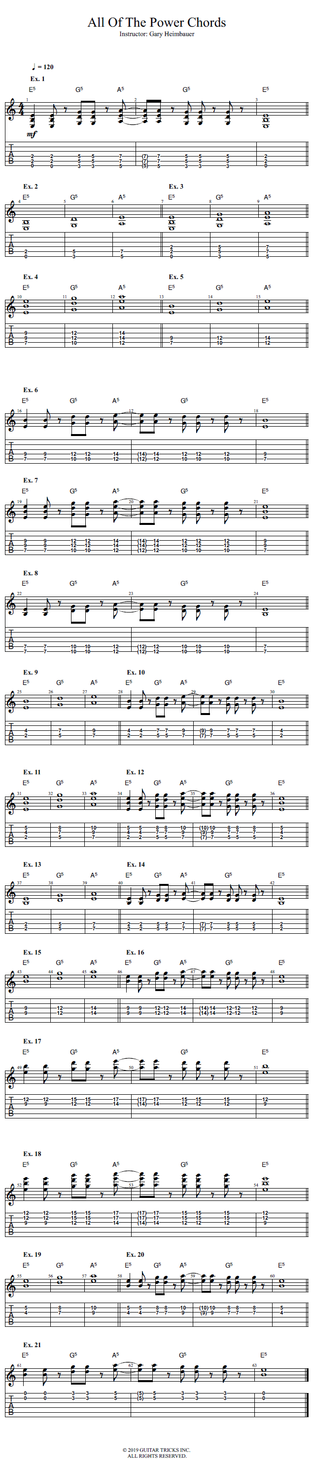 All Of The Power Chords song notation