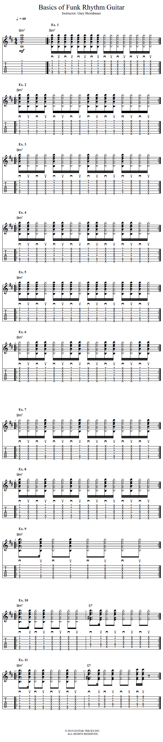 Basics of Funk Rhythm Guitar song notation