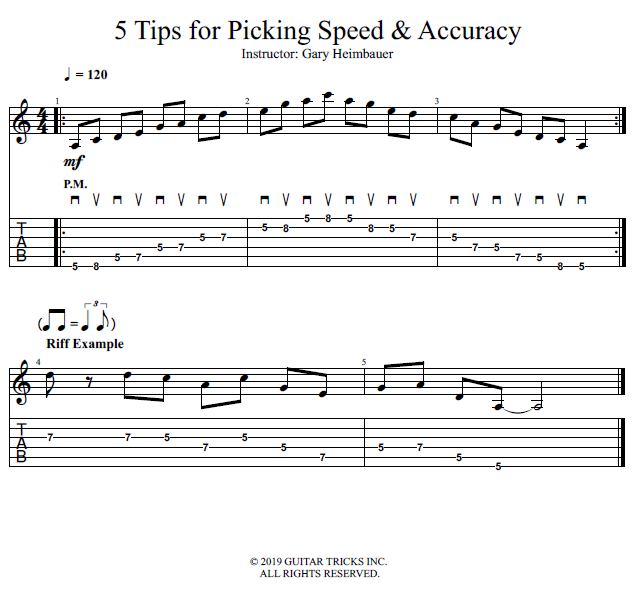5 Tips for Picking Speed & Accuracy song notation